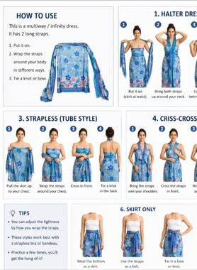 Blue Floral Multiway Infinity Dress / Sarong